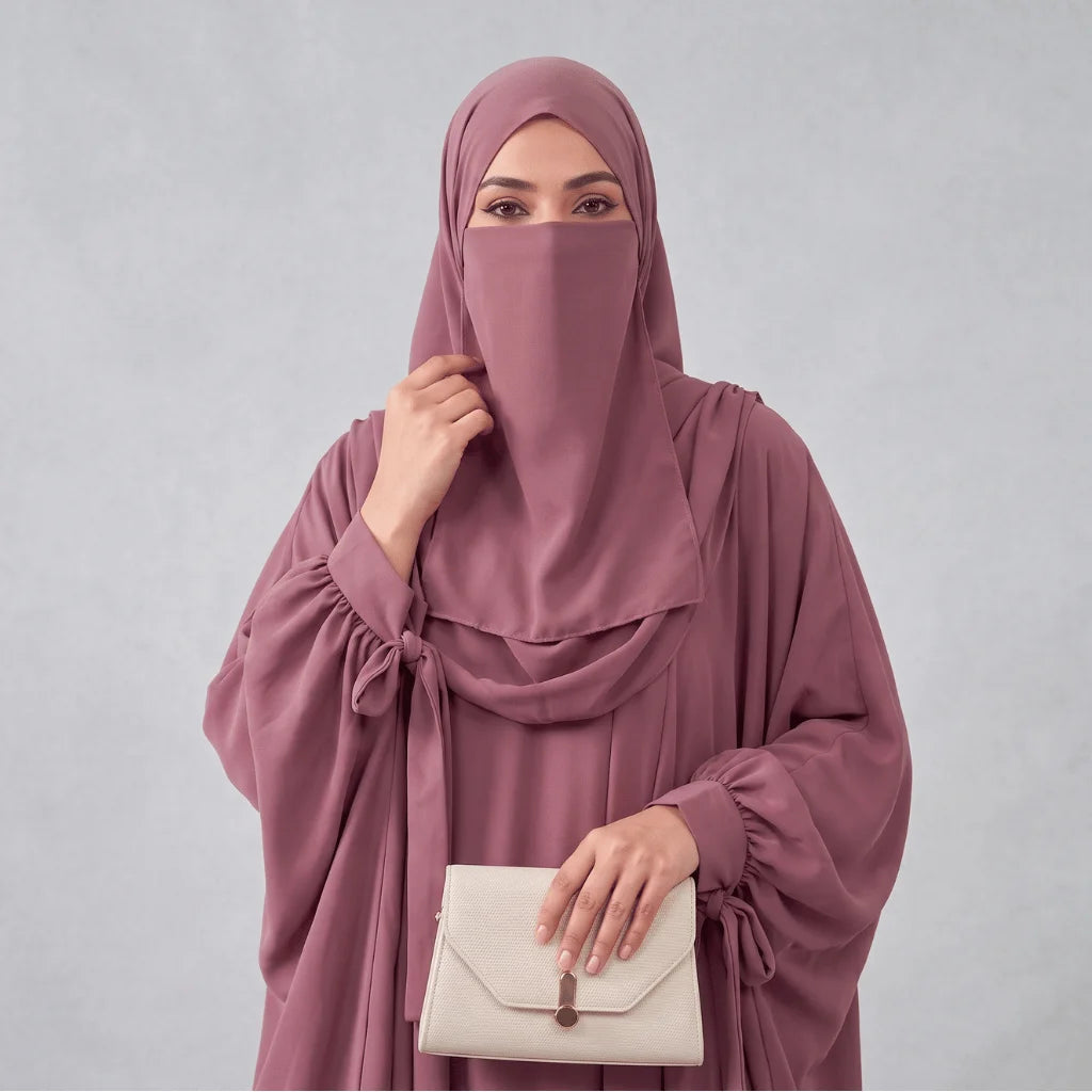 Kaftan Abaya - 4 Piece - Dusty Rose (Summer Special)