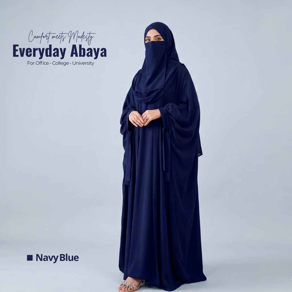 Kaftan Abaya - 4 Piece - Navy Blue (Summer Special)