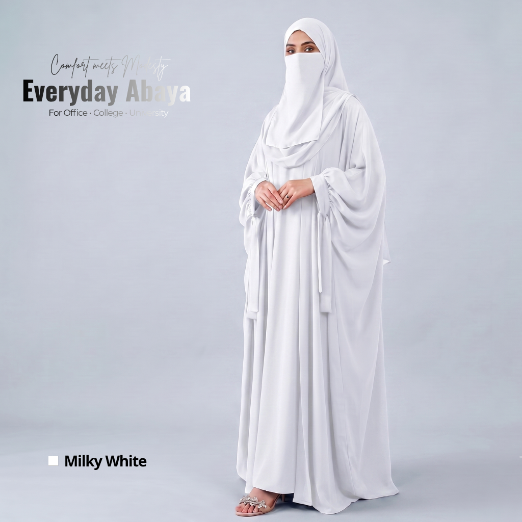 Kaftan Abaya - 4 Piece - Milky White (Summer Special)