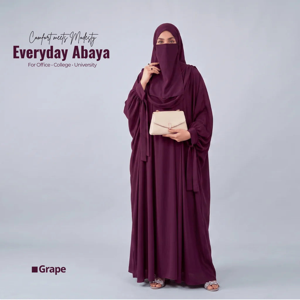Kaftan Abaya - 4 Piece - Grape(Summer Special)