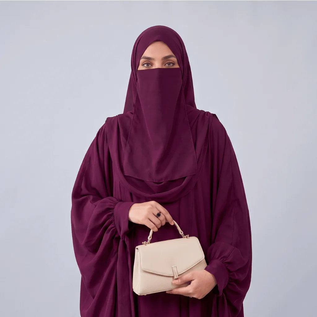 Kaftan Abaya - 4 Piece - Grape(Summer Special)
