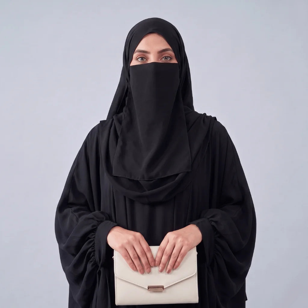 Kaftan Abaya - 4 Piece - Black (Summer Special)