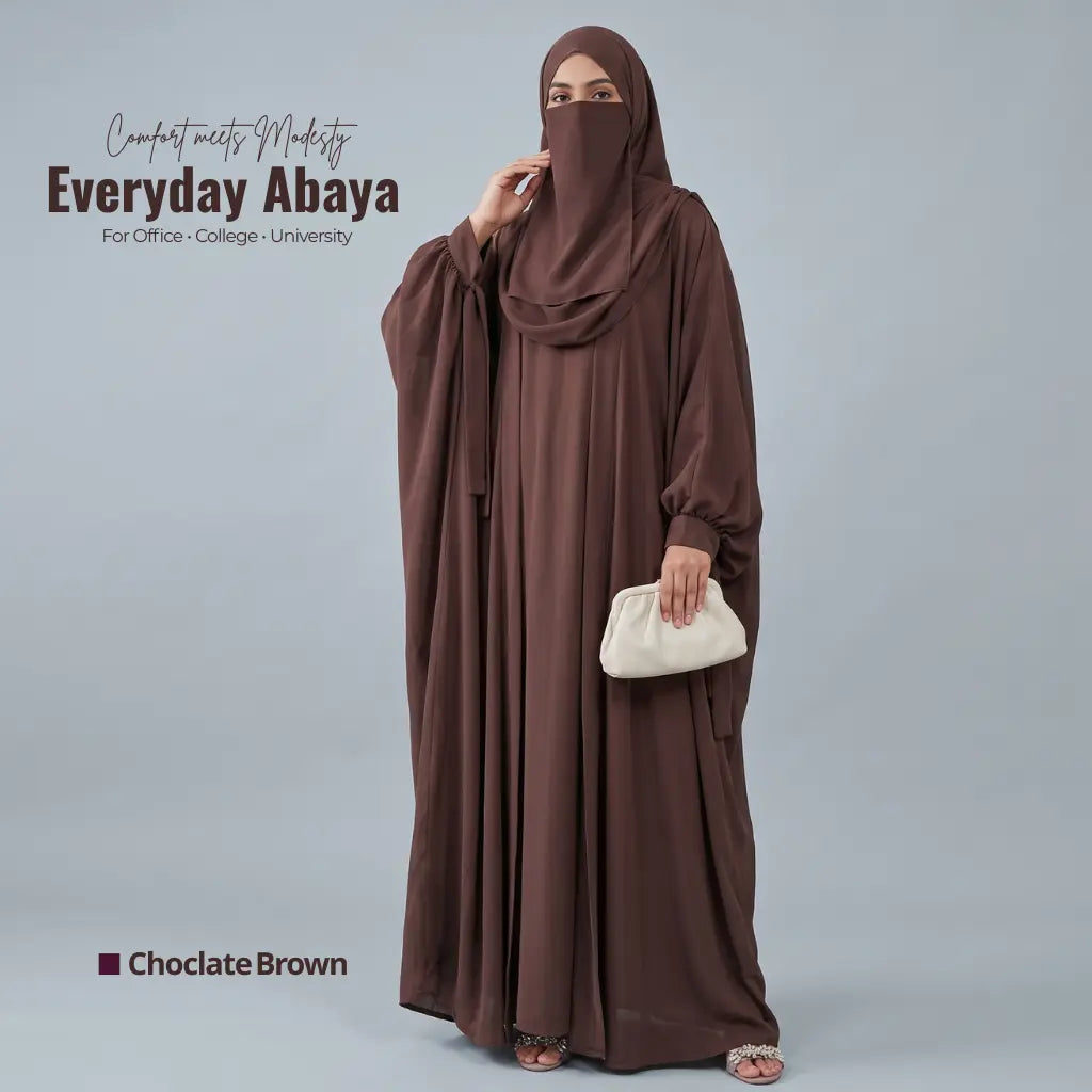 Kaftan Abaya - 4 Piece - Choclate Brown (Four  Seasons)