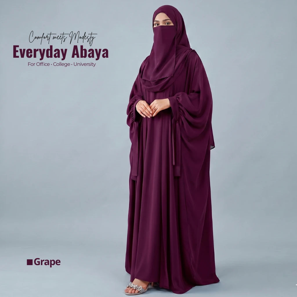 Kaftan Abaya - 4 Piece - Grape(Summer Special)