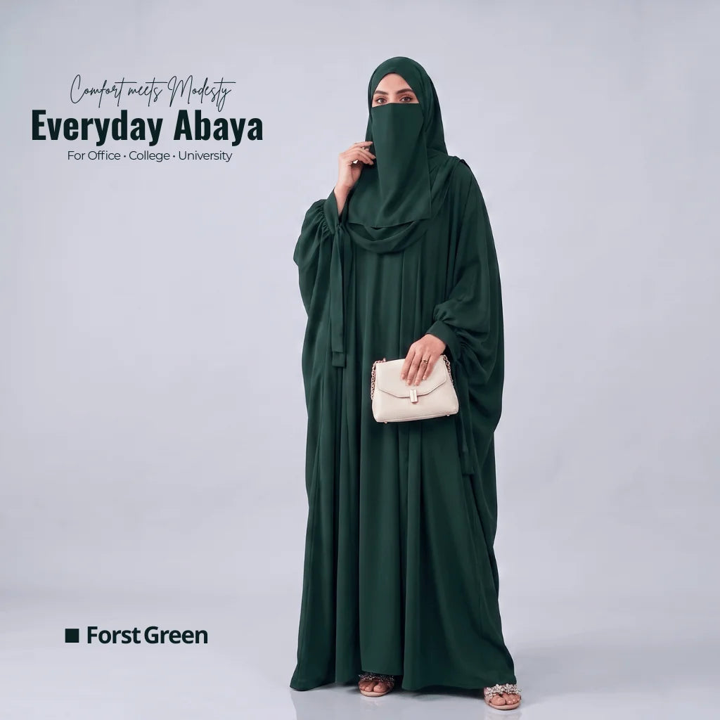 Kaftan Abaya - 4 Piece - Forest Green (Summer Special)