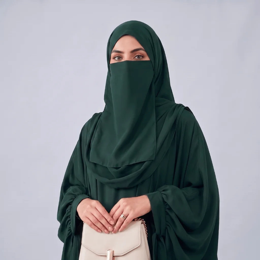 Kaftan Abaya - 4 Piece - Forest Green (Summer Special)