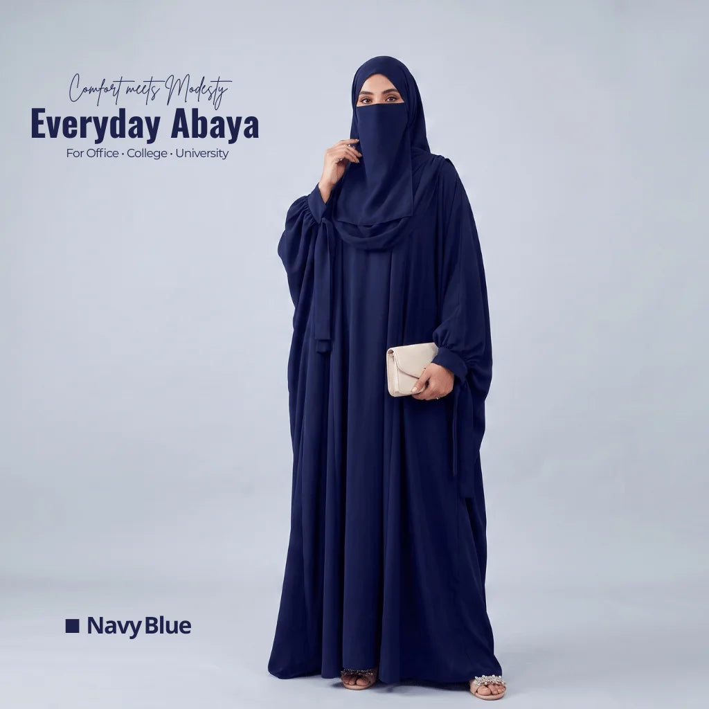 Kaftan Abaya - 4 Piece - Navy Blue (Summer Special)