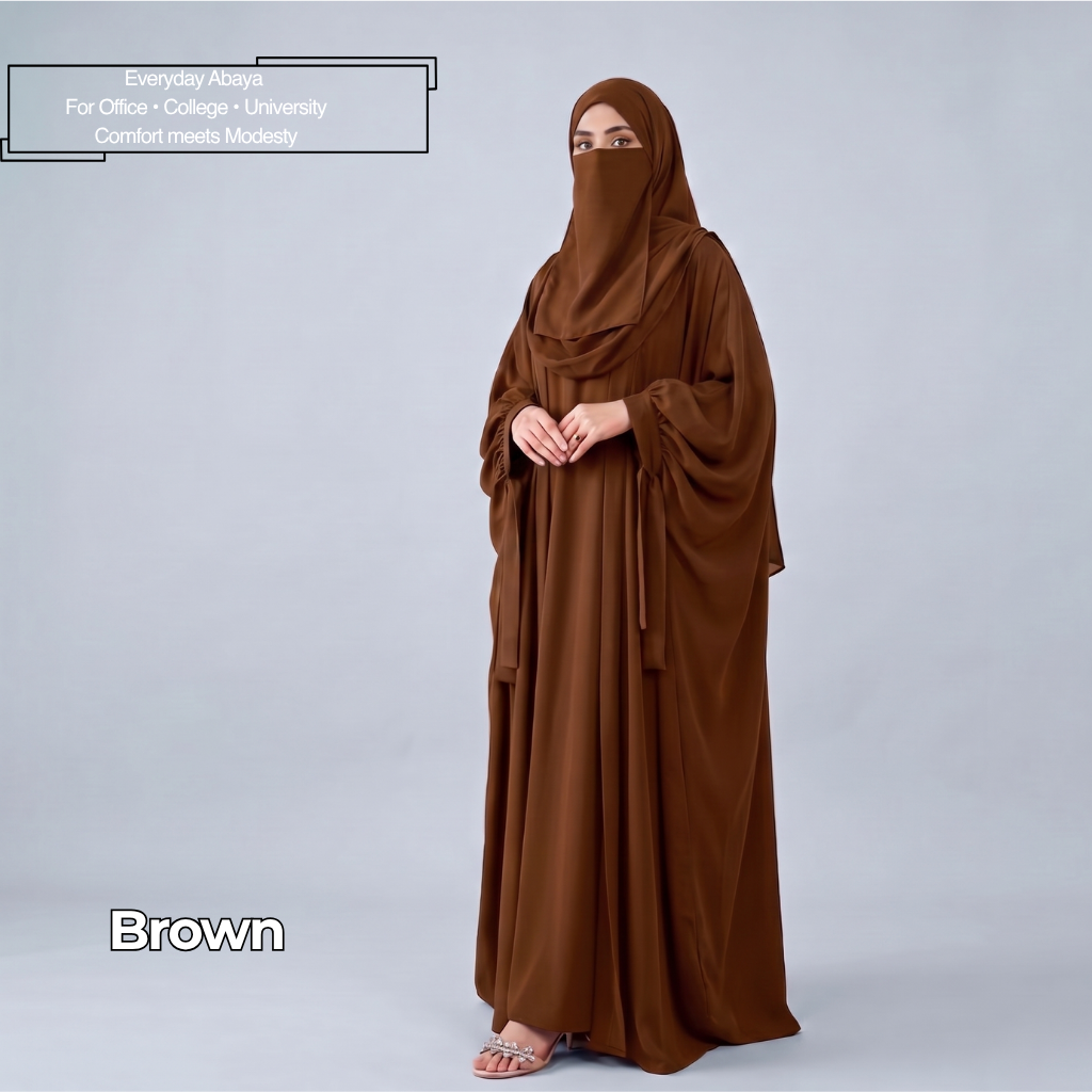 Kaftan Abaya - 4 Piece - Brown(Summer Special)