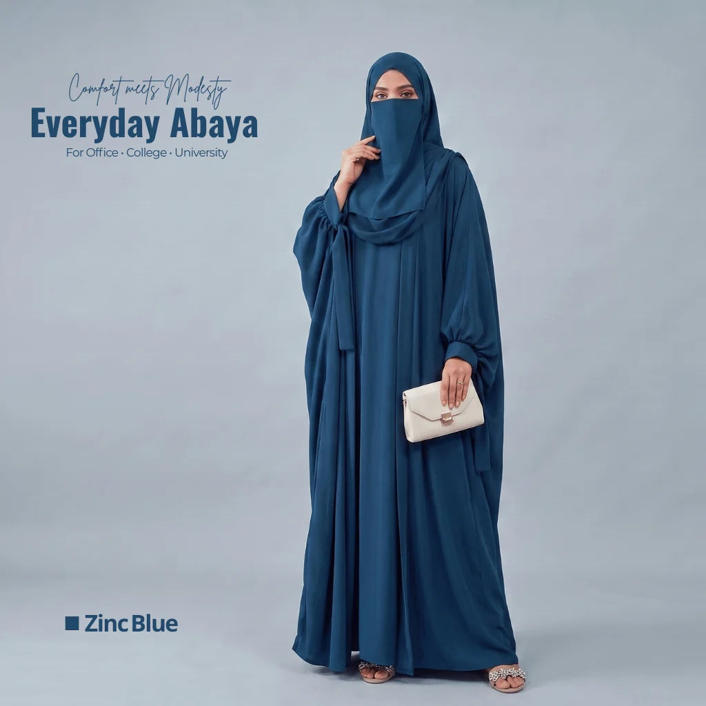 Kaftan Abaya - 4 Piece - Zinc Blue (Summer Special)