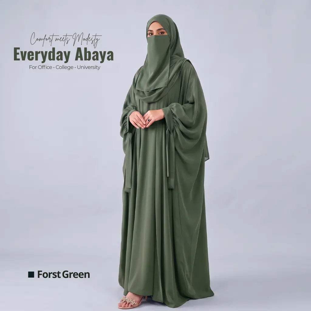 Kaftan Abaya - 4 Piece - Forest Green (Four  Seasons)