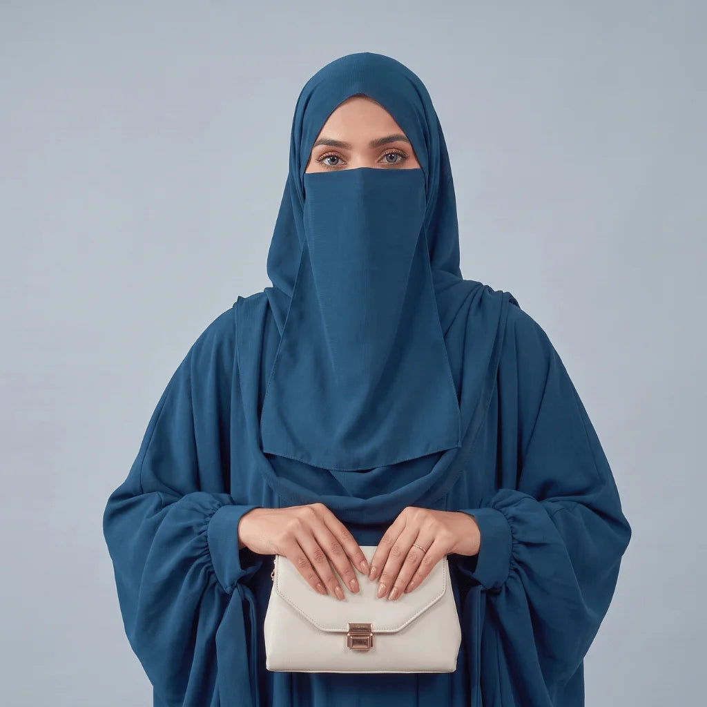 Kaftan Abaya - 4 Piece - Zinc Blue (Summer Special)