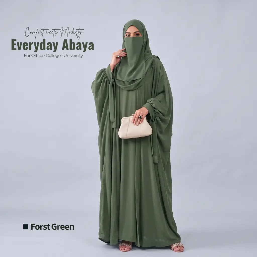 Kaftan Abaya - 4 Piece - Forest Green (Four  Seasons)