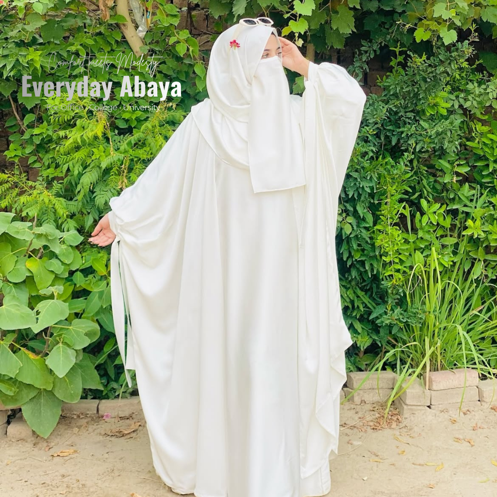 Kaftan Abaya - 4 Piece - Milky White (Umrah Special)