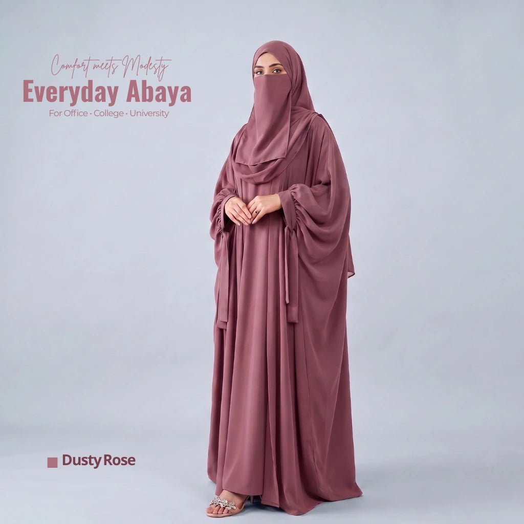 Kaftan Abaya - 4 Piece - Dusty Rose (Summer Special)