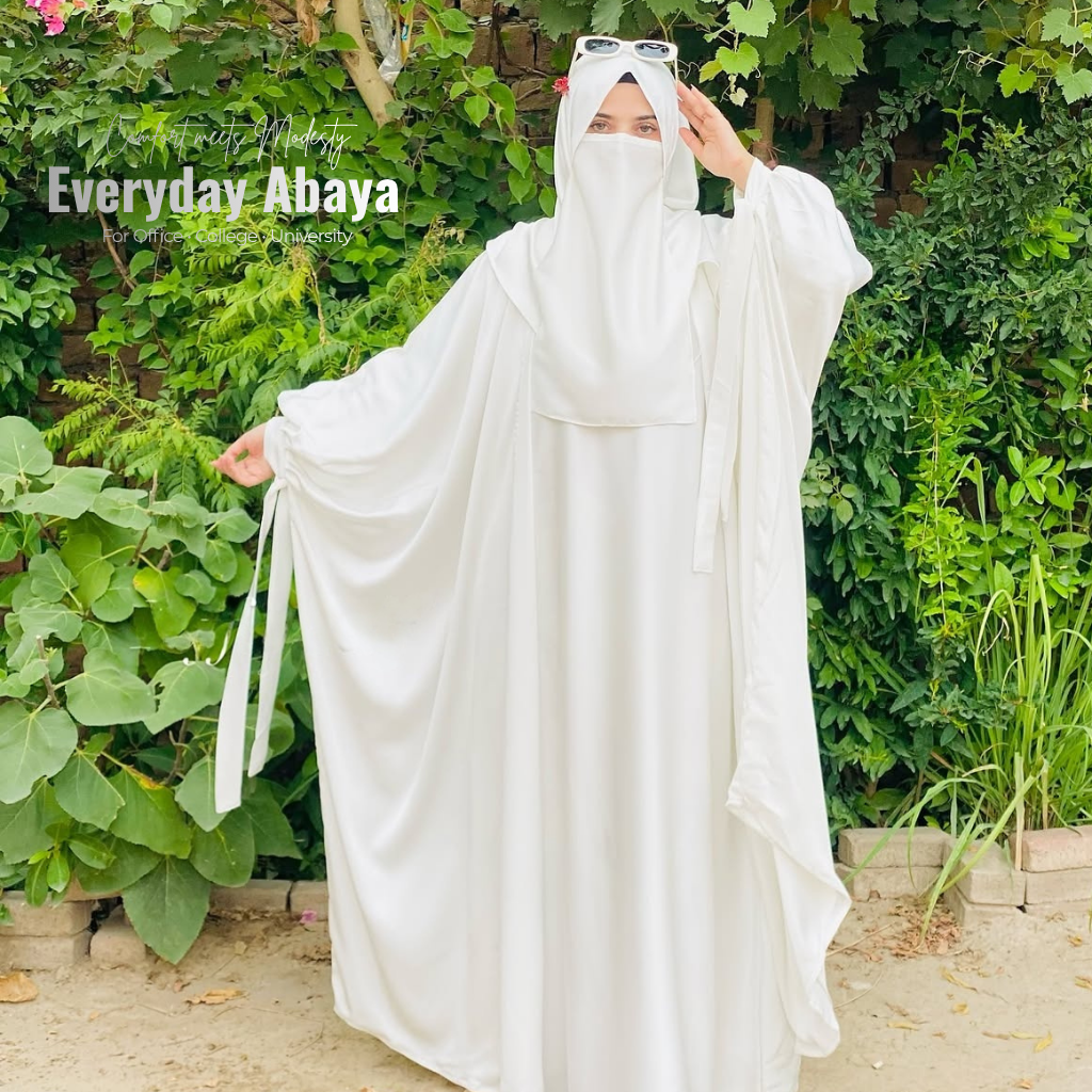 Kaftan Abaya - 4 Piece - Milky White (Umrah Special)