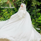 Kaftan Abaya - 4 Piece - Milky White (Umrah Special)