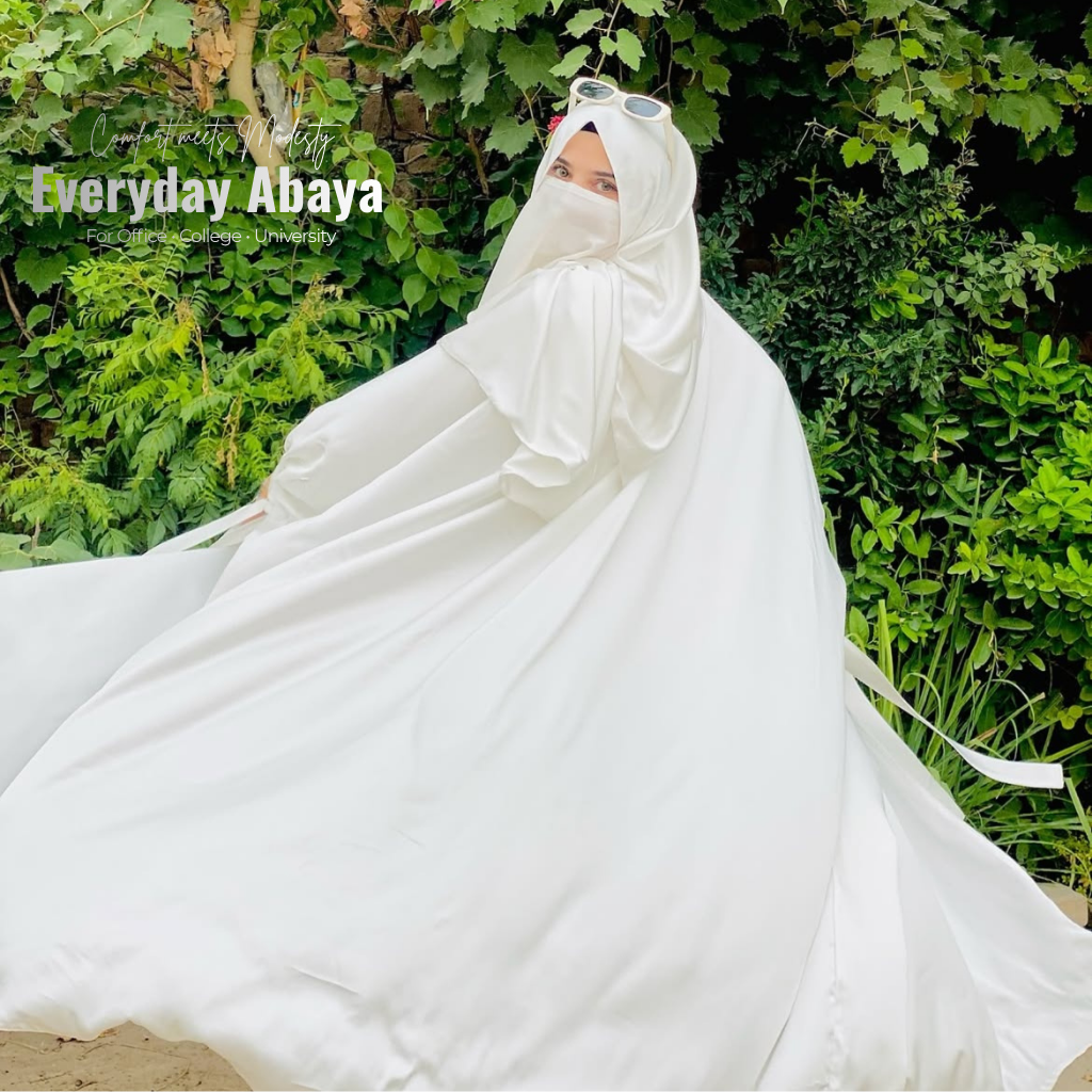 Kaftan Abaya - 4 Piece - Milky White (Umrah Special)