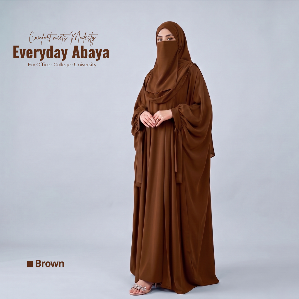 Kaftan Abaya - 4 Piece - Brown(Summer Special)