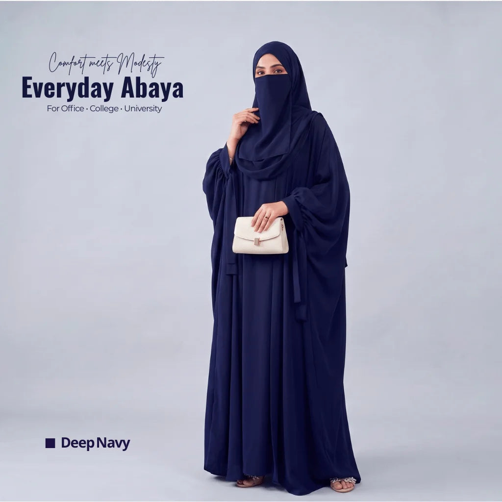 Kaftan Abaya - 4 Piece - Deep Navy (Summer Special)