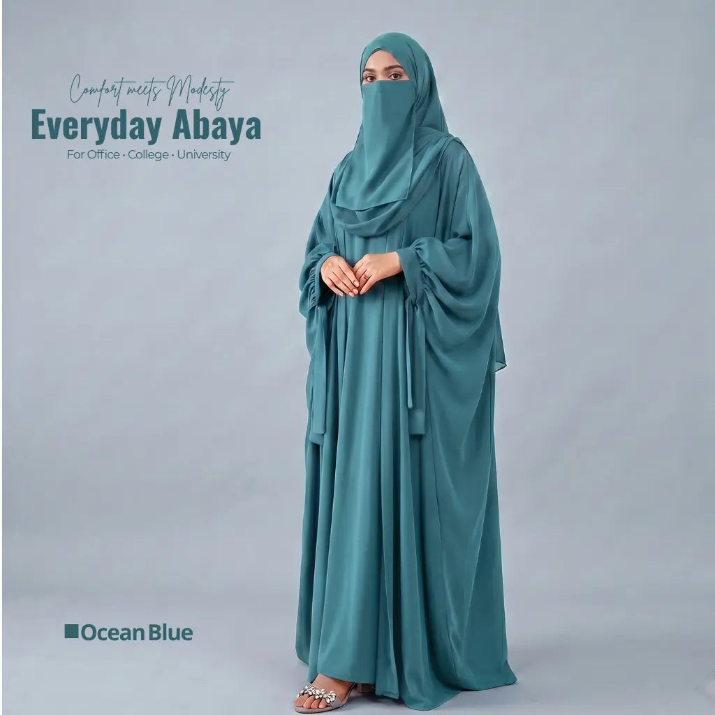 Kaftan Abaya - 4 Piece - Ocean Blue (Four  Seasons)