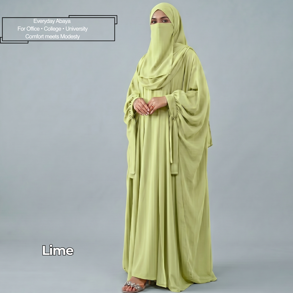 Kaftan Abaya - 4 Piece - Lime  (Summer Special)