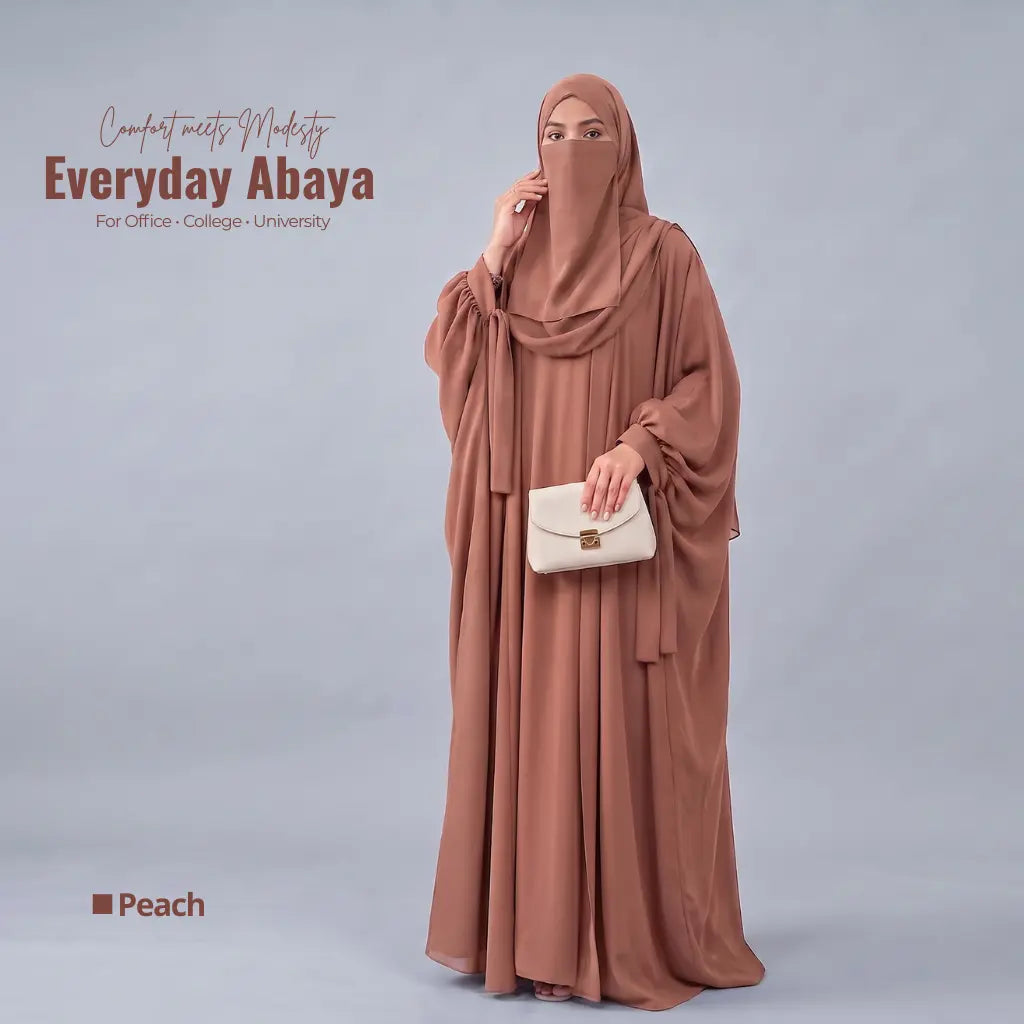 Kaftan Abaya - 4 Piece - Peach  (Four  Seasons)