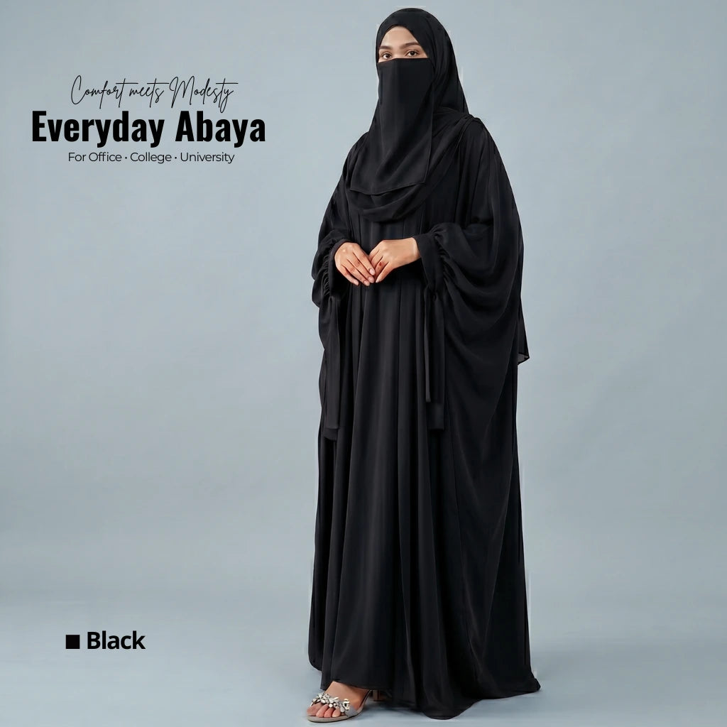 Kaftan Abaya - 4 Piece - Black (Summer Special)