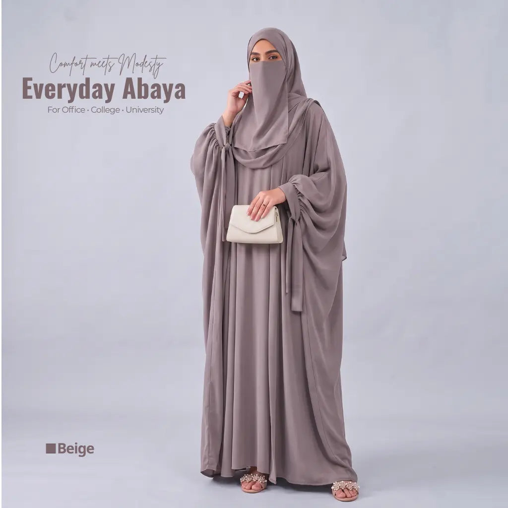 Kaftan Abaya - 4 Piece - Beige (Four  Seasons)
