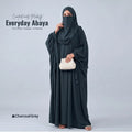 Kaftan Abaya - 4 Piece - Charcoal Grey (Summer Special)