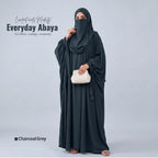 Kaftan Abaya - 4 Piece - Charcoal Grey (Summer Special)