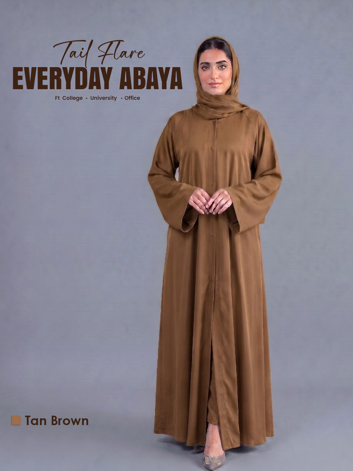 Tail - Full Flare Abaya - Tan Brown (Summer Special)