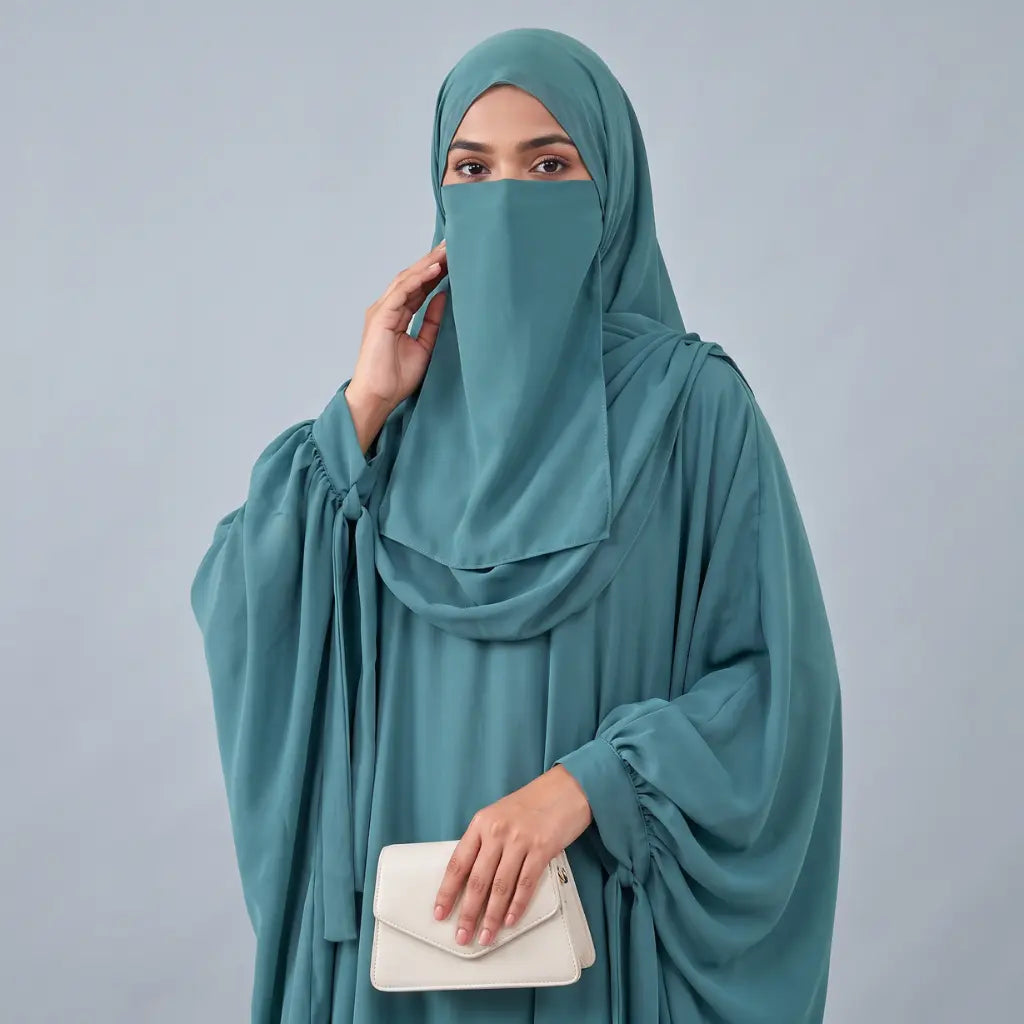 Kaftan Abaya - 4 Piece - Ocean Blue (Four  Seasons)