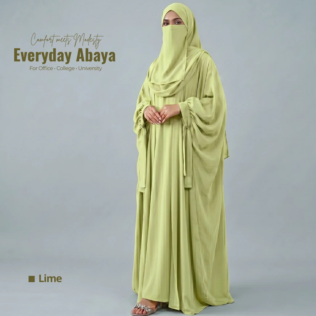 Kaftan Abaya - 4 Piece - Lime  (Summer Special)