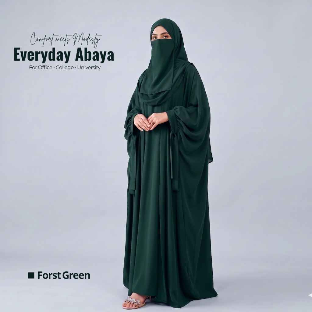 Kaftan Abaya - 4 Piece - Forest Green (Summer Special)