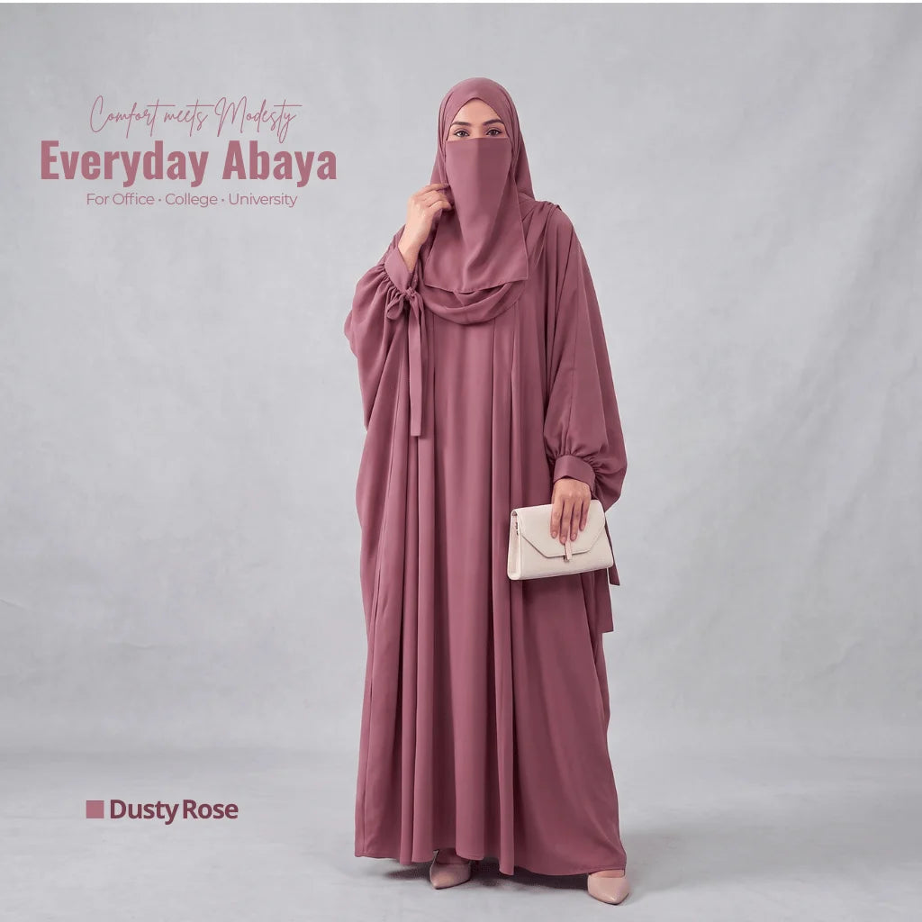 Kaftan Abaya - 4 Piece - Dusty Rose (Summer Special)