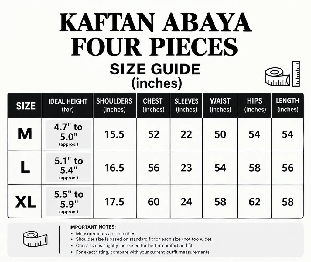 Kaftan Abaya - 4 Piece - Ocean Blue (Four  Seasons)