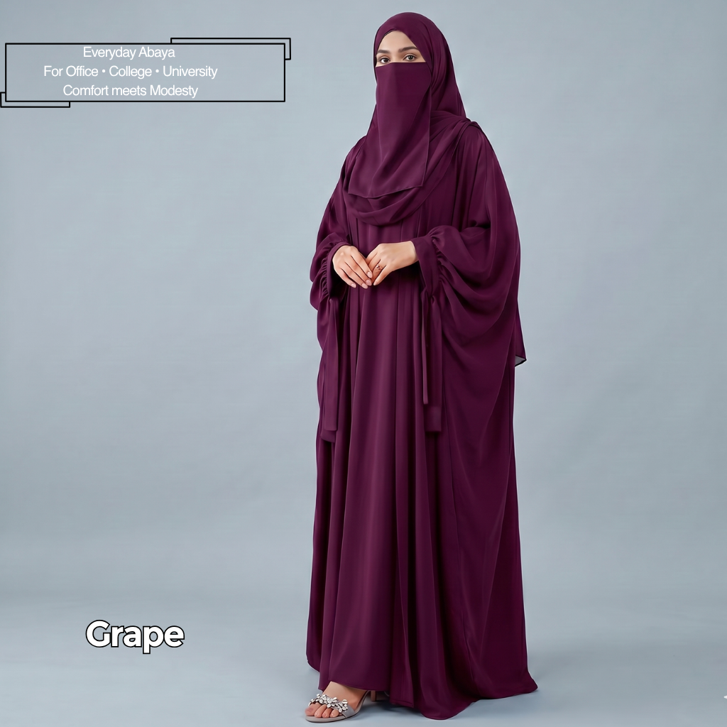 Kaftan Abaya - 4 Piece - Grape(Summer Special)