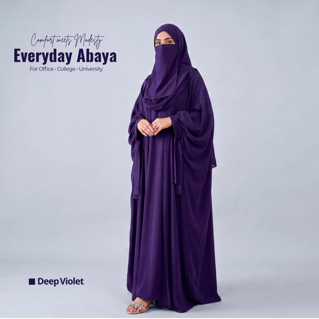 Kaftan Abaya - 4 Piece - Deep Voilet (Summer Special)